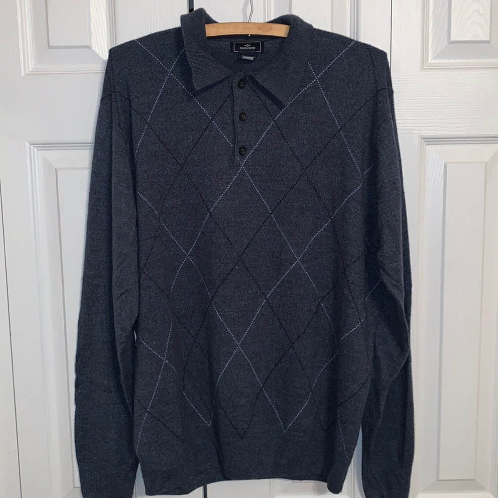 Men’s Docker Blue Sweater Polo